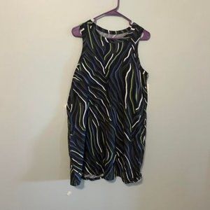 Olive grey tiger print cotton tank dress Size Medium -  Hip pockets
